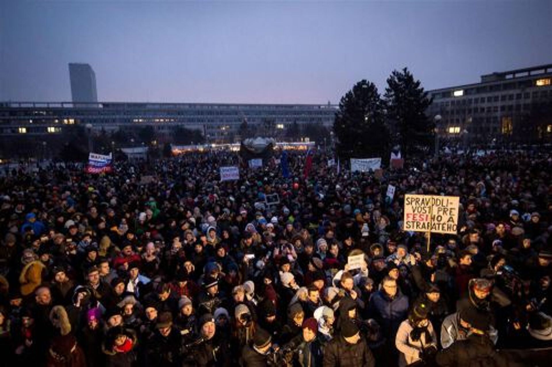 Grote demonstratie in Bratislava
