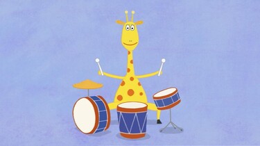 Giraf speelt drums