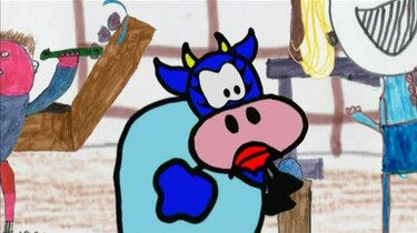 Blauwe koe naar fitness