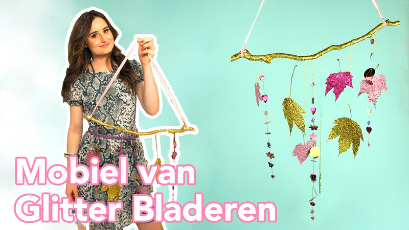 Glittermobiel van gedroogde bladeren - DIY | Jill