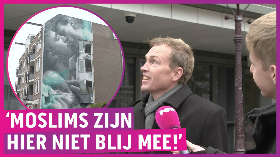 Zoenende mannen prominent in Amsterdams straatbeeld: ‘Veel ophef!’