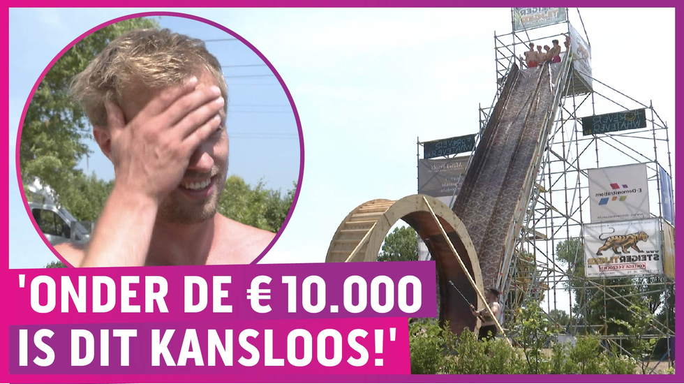 ZIEN: Vriendengroep bouwt waterglijbaan met looping!